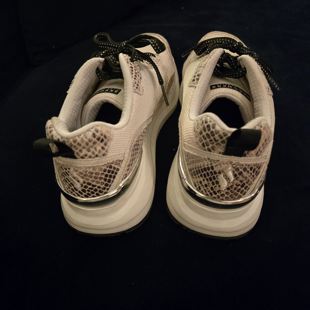 Skechers Beige Snake-Print Mesh Sneakers - Picture 2 of 10